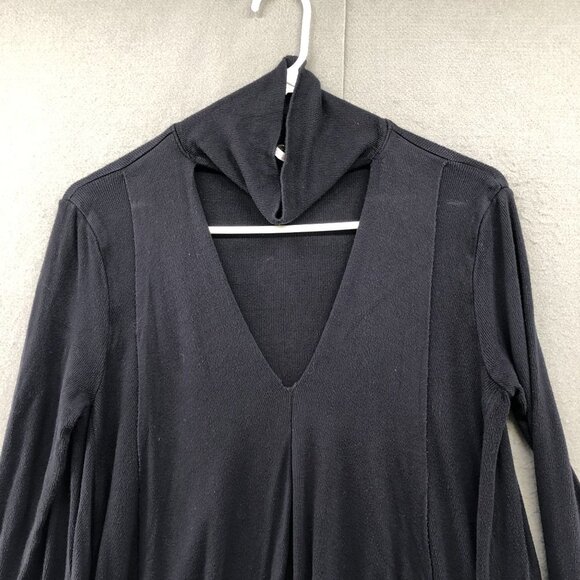 Free People Mock Neck Tunic Top XS Relaxed Jersey Knit Cut Out Asymmetric - Picture 3 of 11